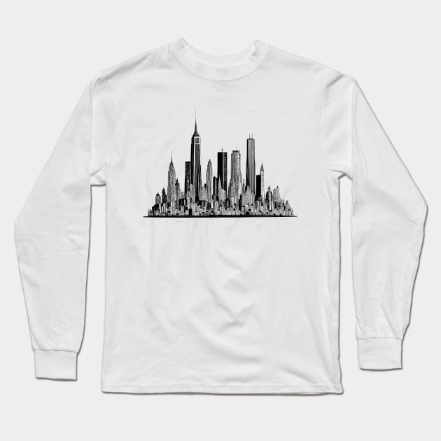 New York Cityscape Long Sleeve T-Shirt by HappyDigital